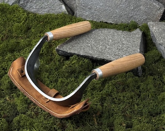 Woodworking Inshave with Leather Case. Half Round Drawknife for Carpenters and Green Woodwork. Hand Forged Tool. Carbon Steel 52100.