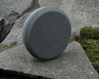 Round Grindstone for Sharpening Carving Knives. Chisels. Hatchets. Compact Dual-Grit Stone for Bushcraft. Tool Care and Edge Repair.