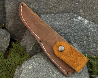 Leather Knife Sheath. Crazy Horse Leather Case with Belt Loop. Universal Knife Holder for Wood Carving and Outdoor Knives. Gift for Men.