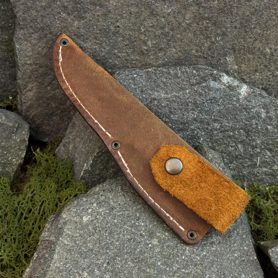 Leather Knife Sheath. Crazy Horse Leather Case with Belt Loop. Universal Knife Holder for Wood Carving and Outdoor Knives. Gift for Men.