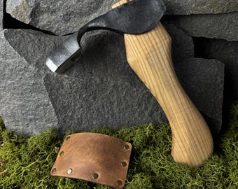 Small Curved Adze With Leather Case. Wood Carving Adze. Woodworking Tool. Spoon, Bowl Carving Adze. Hand Forged Blade. Carbon Steel 52100.