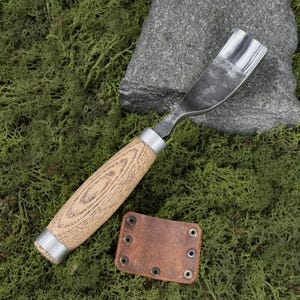 Gebogen guts, handgesmeed komvormig snijgereedschap, 52100 koolstofstaal, gebogen beitel, cadeau voor houtsnijder