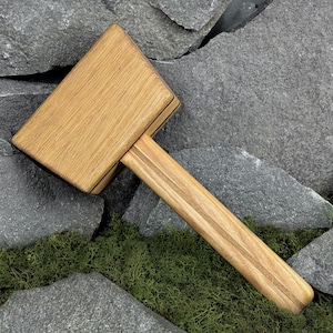 Comfortable Wooden Mallet. Woodworking Mallet. Carpentry Mallet. Handmade Mallet. Balanced Weight - 1.4 Ibs. Ergonomic Ash Wooden Handle.