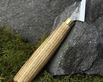 Geometric Carving Knife for Wood Projects. Tool for Chip Carving, Detailed Carving and Woodworking. Hand Forged Knife. Carbon Steel Blade