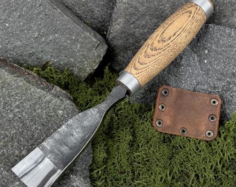 Forged Wood Carving Gouge. Rounded Chisel for Woodworker. Wood Cutting Chisel. Sculptural Carving Gouge. Handmade Tool. Carbon Steel 52100.