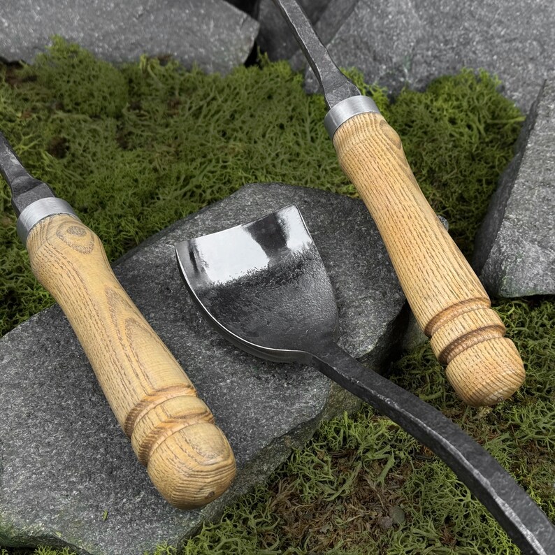 Swan Neck Gouges. Bent Gouges. Spoon Carving Tools. Woodworking. Gouges for Beginner and Woodworker. Hand Forged Gouges. Carbon Steel 52100. image 10