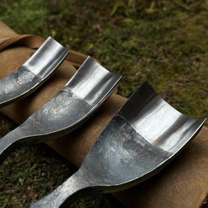 Set of 3 Bent Gouge With Leather Case. Spoon Carving Tools. Woodworking ...
