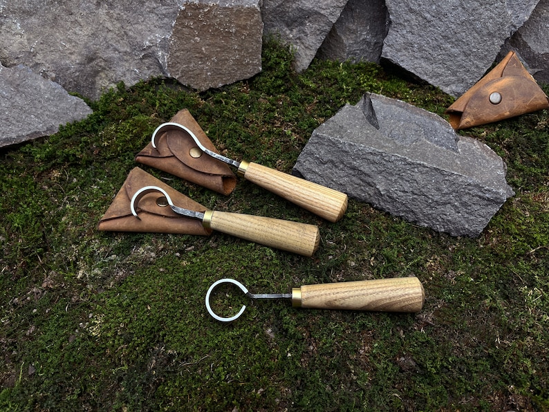 Spoon Carving Knife Set 3pcs. Wood Carving Tools. Hook and Scorp Knives