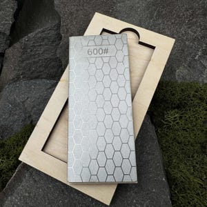 Dual-Grit Diamond Sharpening Stone with Ash Wood Base. 240 and 600 Grit Whetstone for Knives, Axes, Chisels, Carving, Leatherworking Tools