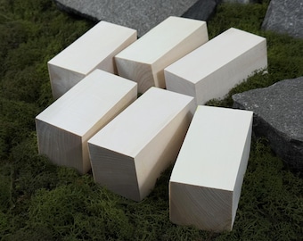 Set of 6 Basswood Blocks for Carving. Wood Blanks 10x5x5 cm. Soft Linden Wood for Whittling, Crafts and DIY Woodworking