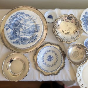 Vintage Silver Plated Serving Collection | 6 Piece Pedestal Bowls & Pierced Serving Dishes | English Tea Party Decor