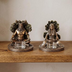 Portavelas de la diosa celta, conjunto de estatua de Cernunnos Danu, portavelas decorativo, estilo vintage, para amantes de lo espiritual, idea de regalo.