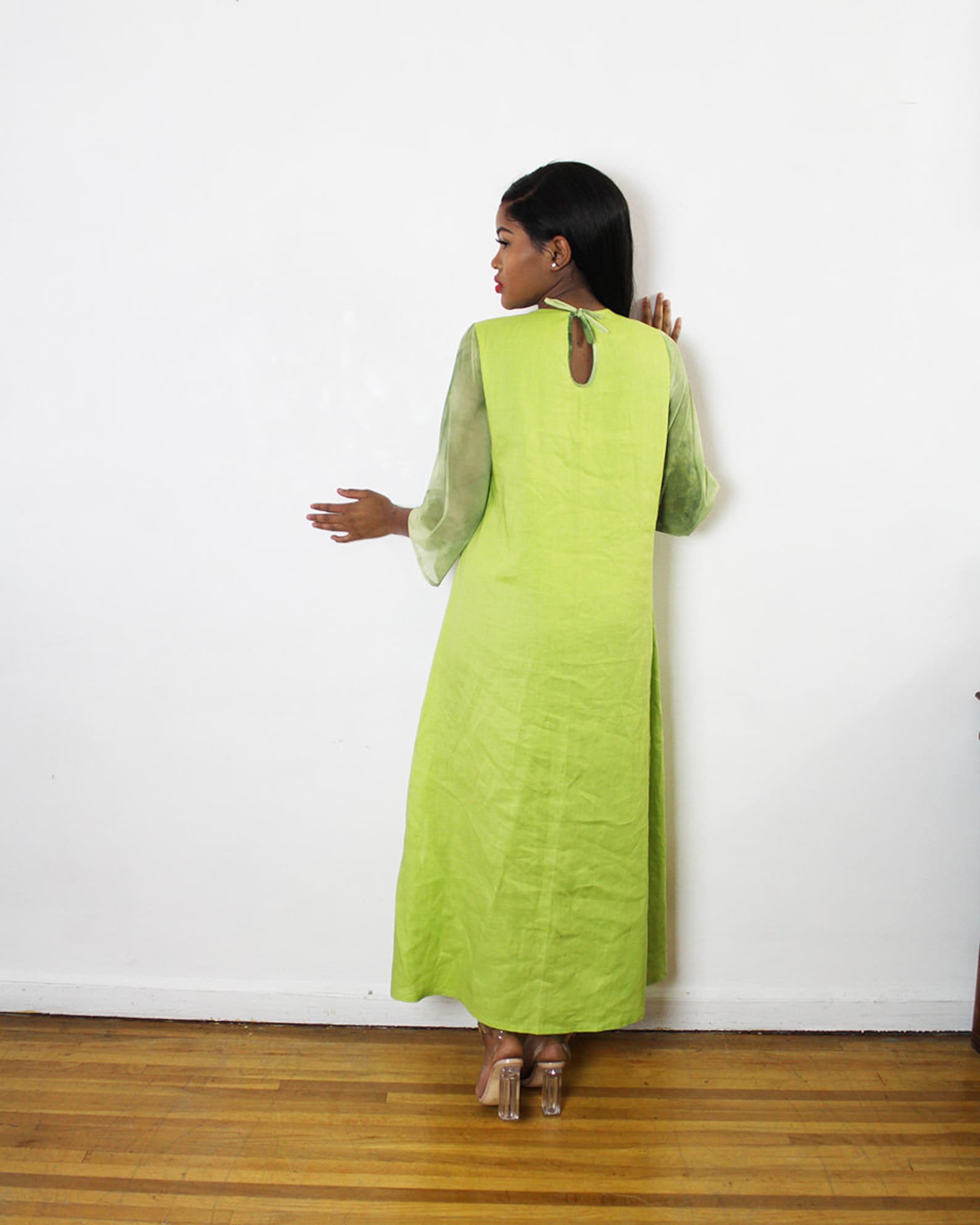 Lime Green Maxi Dress3/4 sleeve Long dress Alia Long Lime Etsy