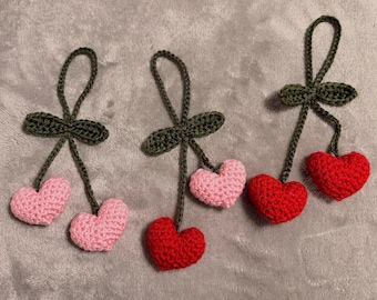 Handmade Heart Cherry Car Hanger/Charm for Valentine’s Day gift