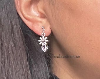 Dainty Flower Drop Earrings: Nature Inspired Studs