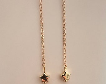 Dainty Star Drop Earrings: Wire Wrapped Celestial Jewelry