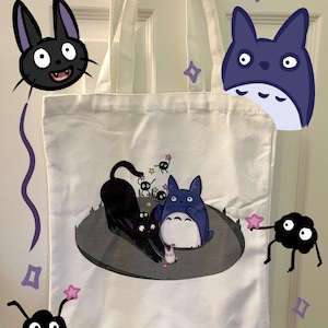 Fanmade Studio Ghibli Tote Bag- Totoro, Kiki, Soot Sprites