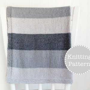 Knitting Pattern - Simple Striped Baby Blanket