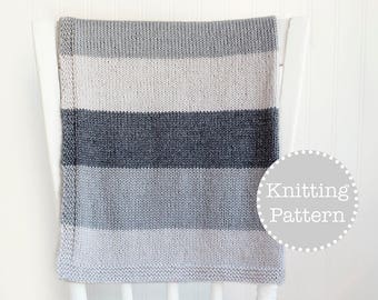 Knitting Pattern - Simple Striped Baby Blanket