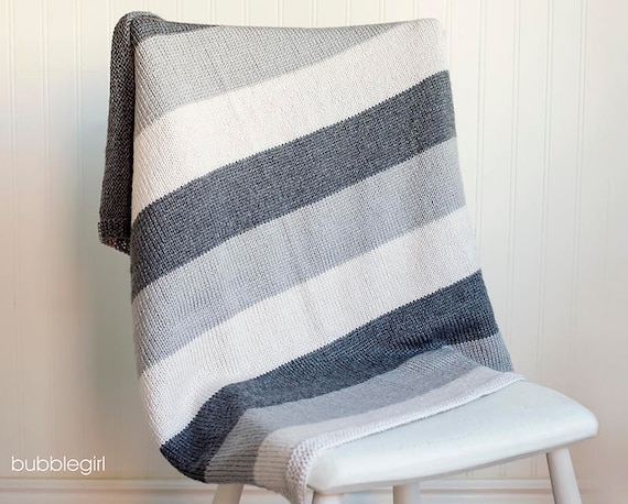 Knitting Pattern Simple Striped Baby Blanket