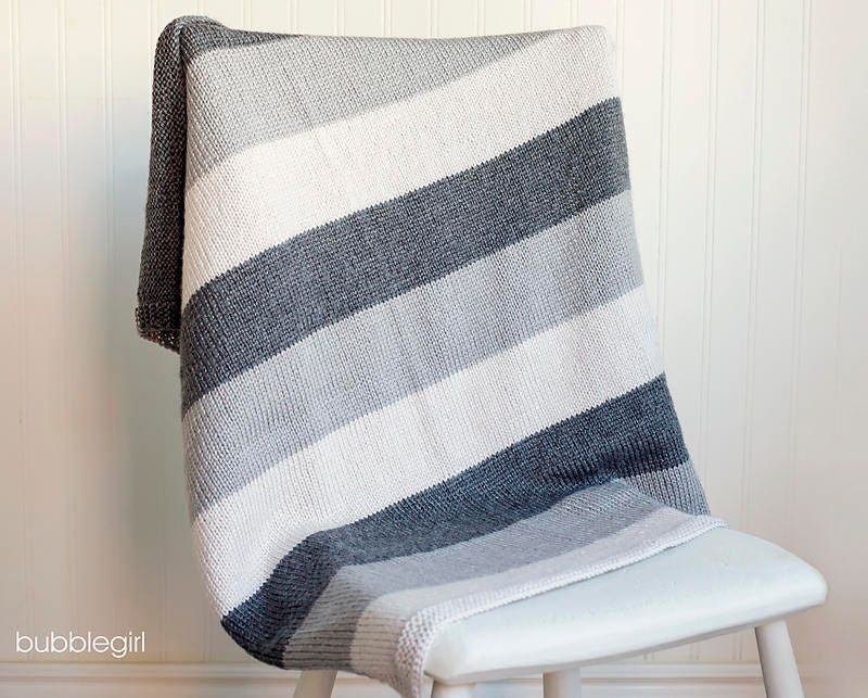 Knitting Pattern - Simple Striped Baby Blanket - Etsy