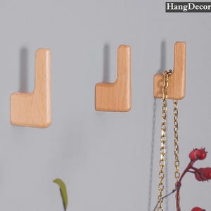 Walnut Wooden Wall Hooks: Decorative Coat, Key & Towel Hanger