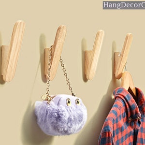 Natural Wood Wall Hooks Minimalist Coat Hook Wall Mounted Hook Hat Coat Hanger