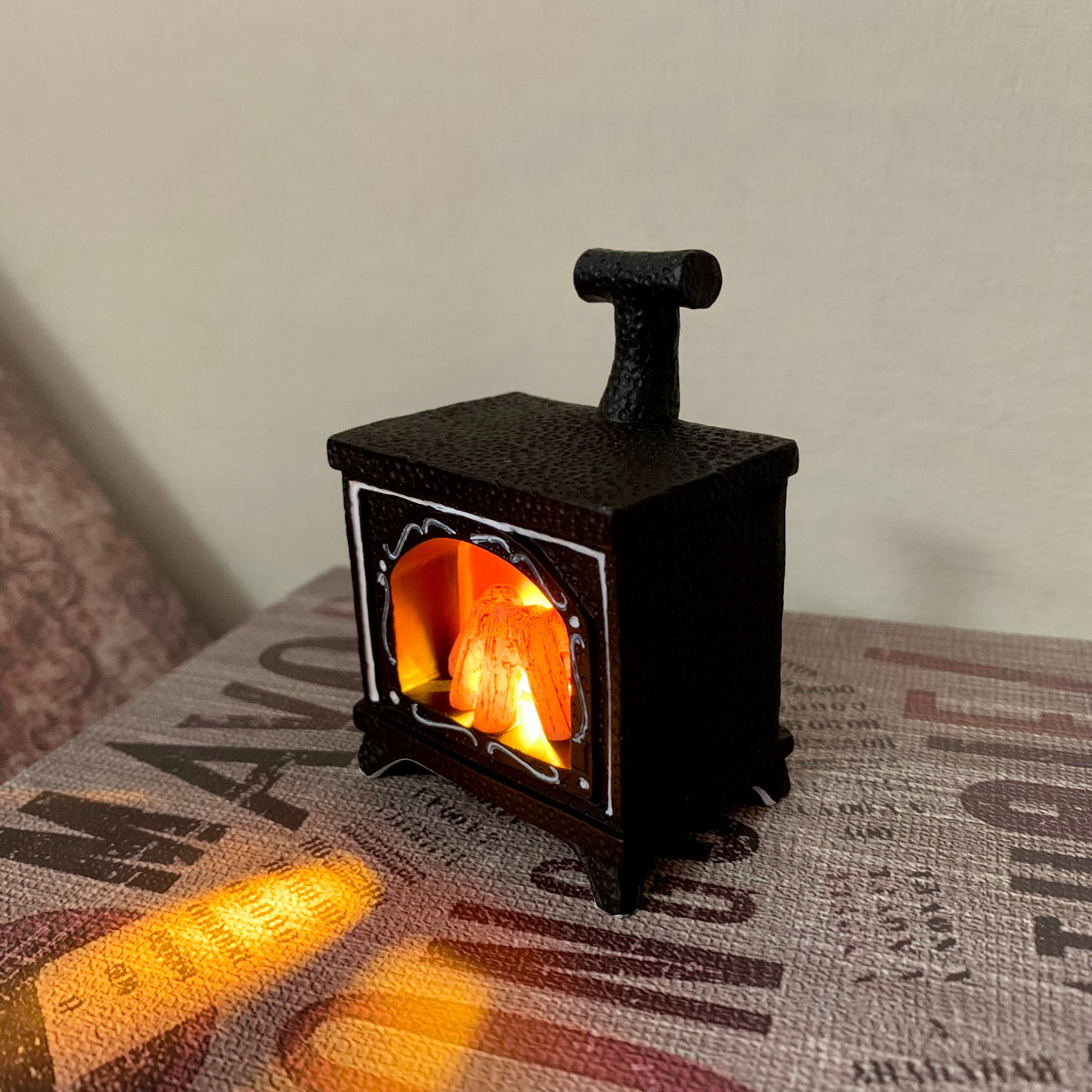 70MM Mini Burning Firewood Fireplace Night Light, Lit LED.