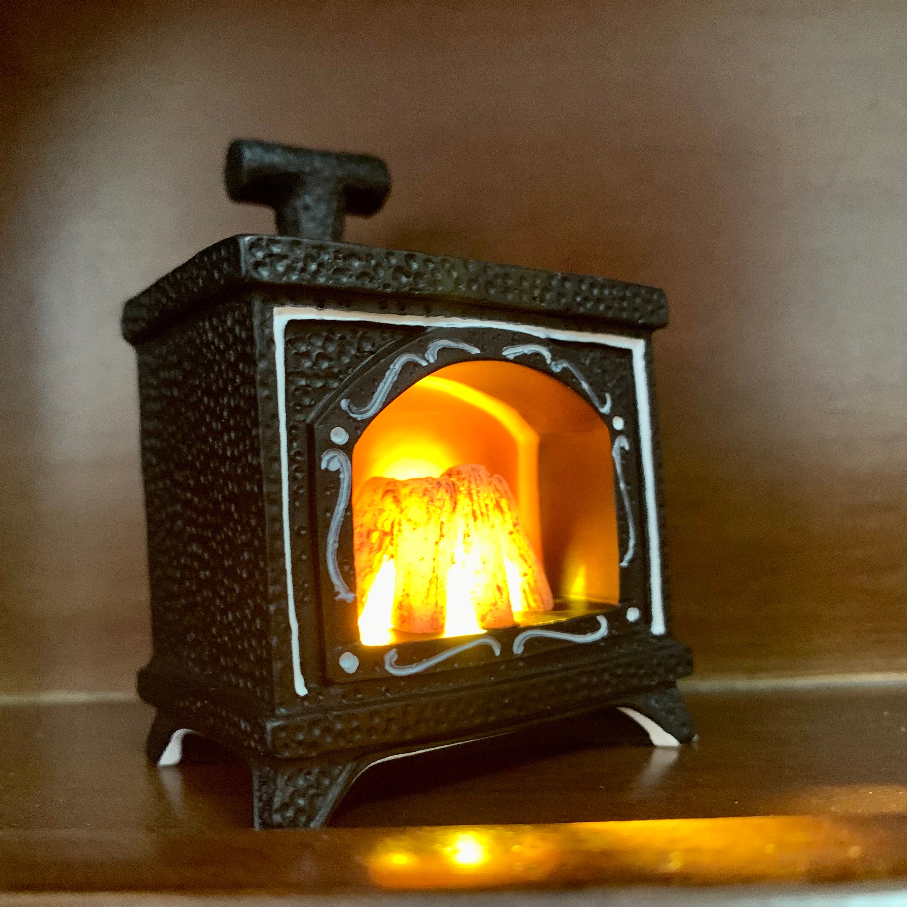 70MM Mini Burning Firewood Fireplace Night Light, Lit LED.