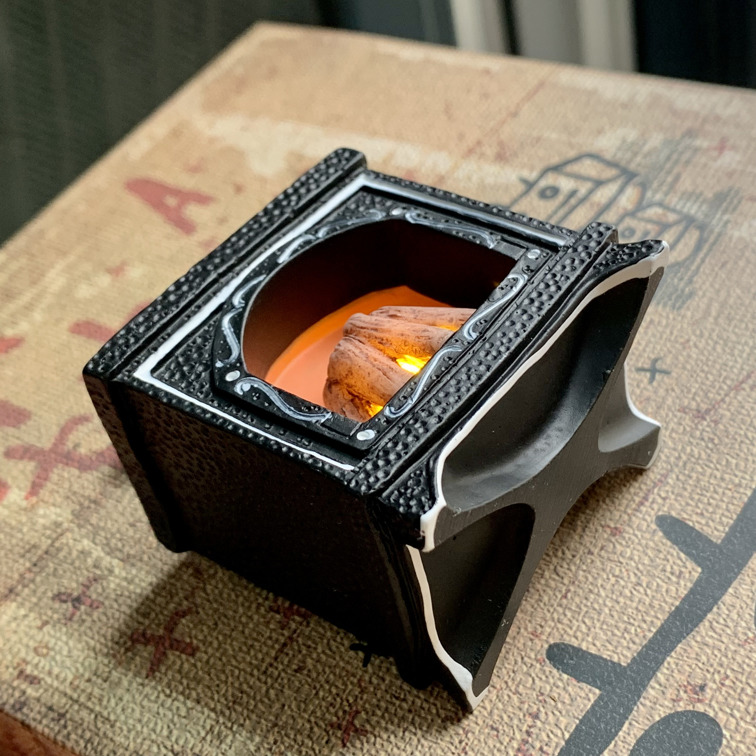 70MM Mini Burning Firewood Fireplace Night Light, Lit LED.
