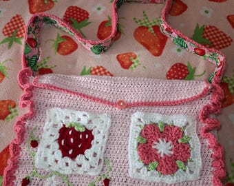 Crochet Strawberry Messenger Bag
