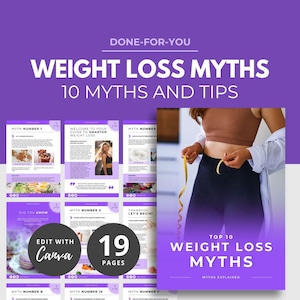 10 Weight Loss Myths, eBook, Lead Magnet Template for Health and Fitness Coaches, Health Coaching Resources, DFY Health Coach Content