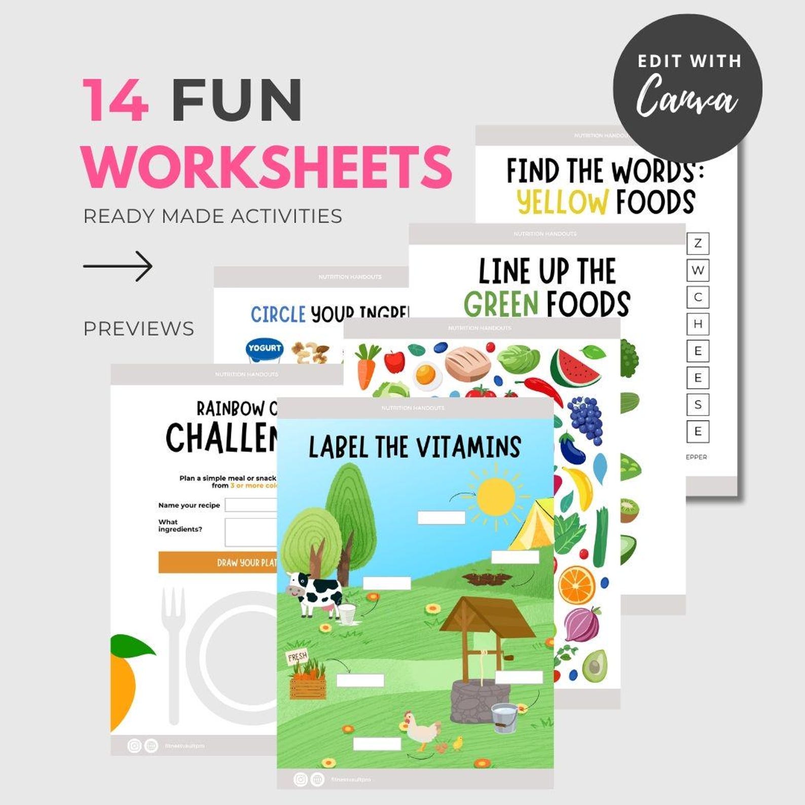 Kids Nutrition Handouts, Kids Nutrition Worksheets, Children Healthy ...