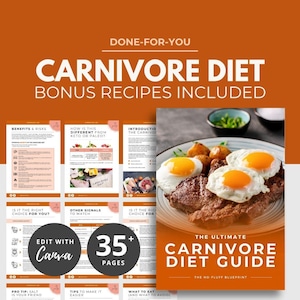 Carnivore Diet Guide, Ebook Template Canva, Nutrition ebook template, Health Coaching PLR, Fitness Ebook, Nutrition Coaching, Weight loss