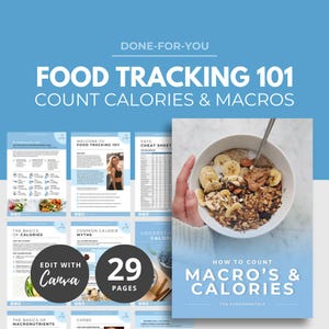 Macronutrients and Calories Guide, DFY How to count calories and macros, nutrition coaching template, DFY Guide, Canva Template, Fitness DFY