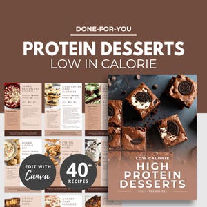High Protein Low Calorie Desserts, DFY Meal Guide, Canva eBook Template, Fitness eBook Template, DFY Health Coaching Resource, DFY Meal Plan
