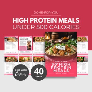 High Protein Low Calorie Recipes, DFY Meal Guide, Canva eBook Template, Fitness eBook Template, DFY Health Coaching Resource, DFY Meal Plan image 9