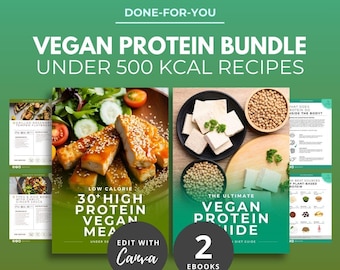 Vegan Protein Recipes Ebook Canva Template, Plant-Based Nutrition Guide, Health Coach Content, Vegan Nutrition Ebooks