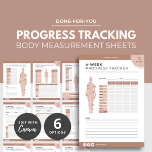 Body Measurement Tracker, Weight Loss Tracker, Printable Progress Tracker, Canva Template, Health Coaching Resource, Fitness Planner PLR DFY