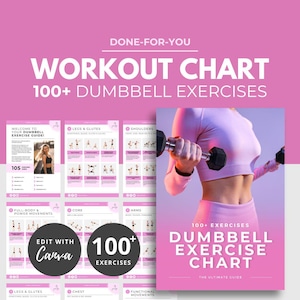 Dumbbell Workout Chart, Exercise Chart, exercise instructions, exercise poster, exercise illustrations, workout plan, canva Template DFY