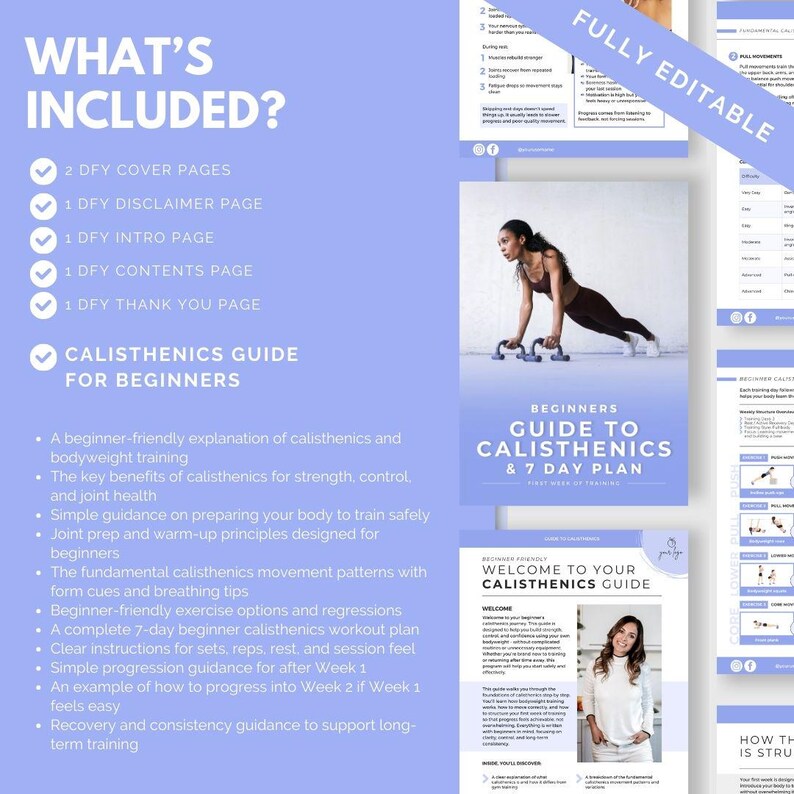 Template Disclaimer Exercise Routine 7-day Calisthenics for Beginners, Canva Fitness Ebook Template ...