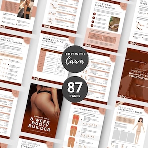 8 Week Booty Builder, glute workout plan, home workout plan, Canva eBook Template, Fitness eBook Template PLR, DFY Health Coaching Resource image 3