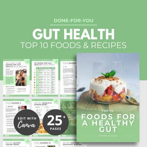 10 Foods Gut Health, Healthy Gut eBook, Lead Magnet Template, Health Coaching Resources, DFY Health Coach Content, Canva eBook Template