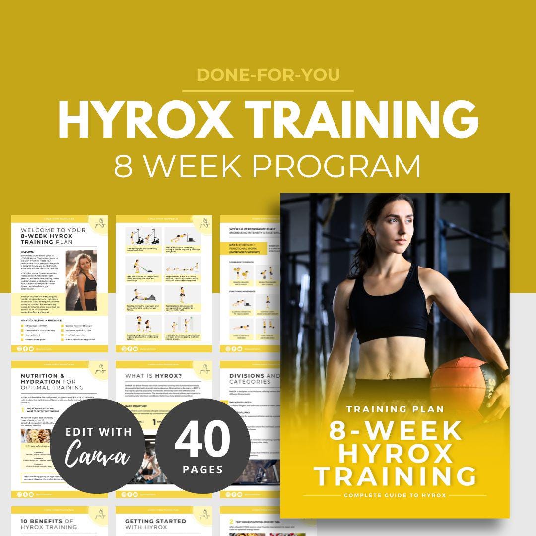 8 week Hyrox Training Guide Canva Nutrition Template Done For You 8 week Hyrox Training Guide Canva Nutrition Template Done For You