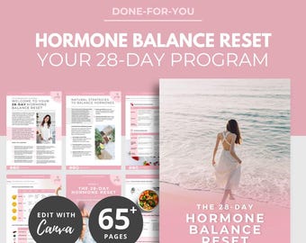 Hormone Balance Reset Guide, Canva Nutrition Template, DFY Canva eBook Template, Womens Hormones Plan, Workout Template, Meal Plan PLR