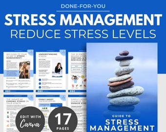 Stress Management Guide, nutrition templates, health coach template, lead magnet, eBook template CANVA, DFY PLR content, Wellness Template