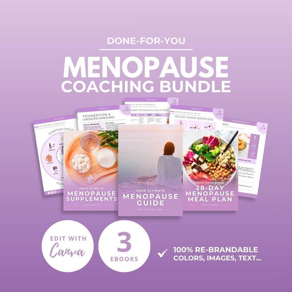 Menopause Coaching Bundle, Editable Canva eBook Template, Perimenopause Guide, Menopause Nutrition, Wellness Coaching, Womens Health Coach
