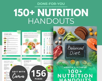 Más de 150 plantillas de folletos de nutrición para entrenadores de salud y fitness, plantilla de Canva, plantilla de nutrición, recursos de coaching, plantillas de coaching