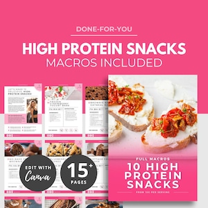 10 High Protein Snacks Recipes, DFY Meal Plan, Canva eBook Template, Fitness eBook Template, Health Coaching Resource, Recipe Book Template