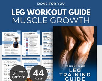 Leg Training Guide For Muscle Growth, workout plan, Canva eBook Template, Fitness eBook Template, DFY Health Coaching Resources, fitness PLR